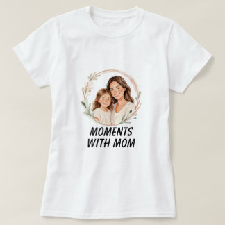 Camiseta Momentos Com Mamãe Floral Mãe Filha Retrato T