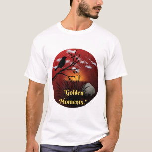 Camiseta Momentos Dourados Natureza Silhueta Ilustração do
