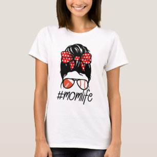 Camiseta Momlife baseball jogando mães mães 