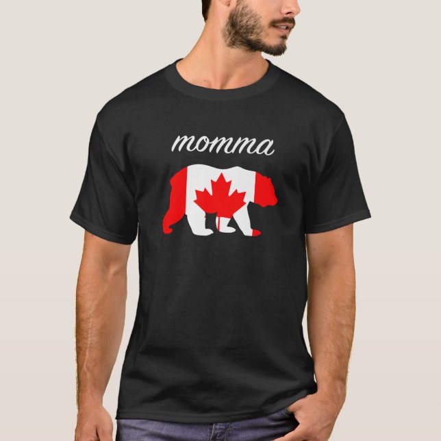 Camiseta Momma Bear Canada Flag Roots canadenses (Frente)