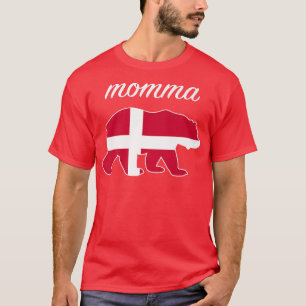 Camiseta Momma Bear Denmark Flag Danish Roots Premium 1432