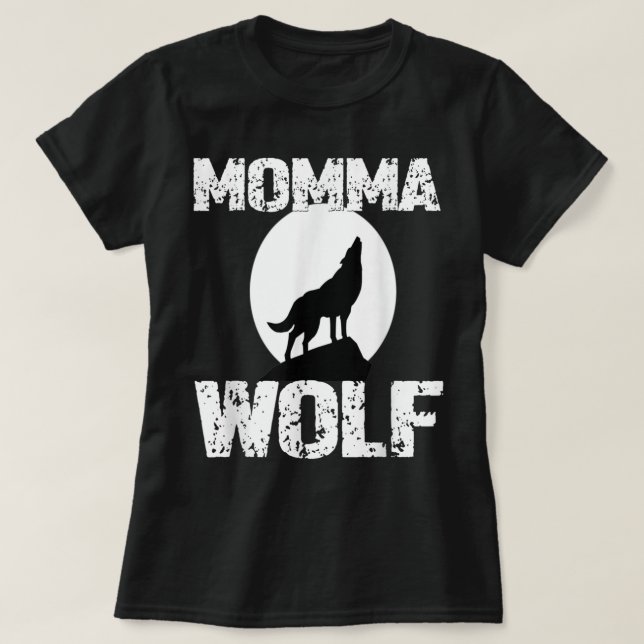 Camiseta Momma Wolf Moon Silhouette Design (Frente do Design)