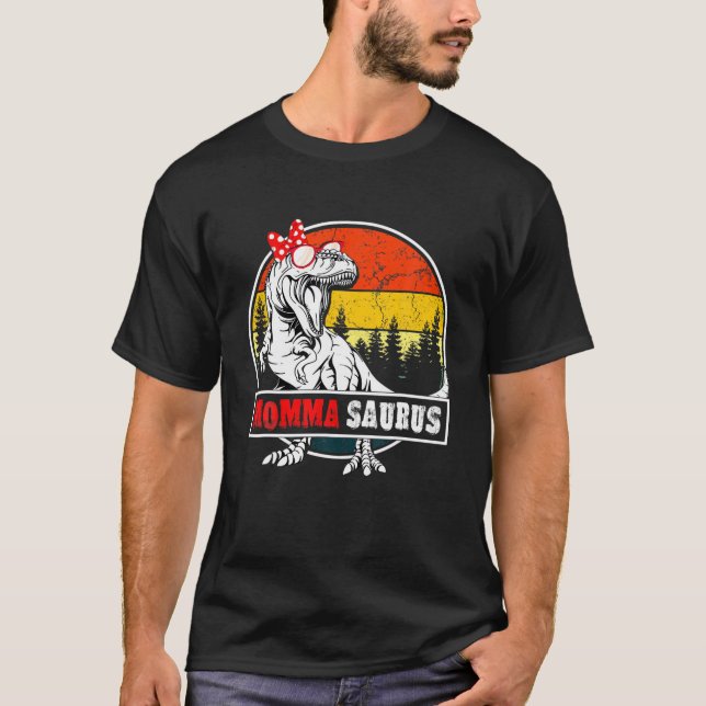 Camiseta Mommasaurus Dinossaur Funny Momma Saurus Família (Frente)