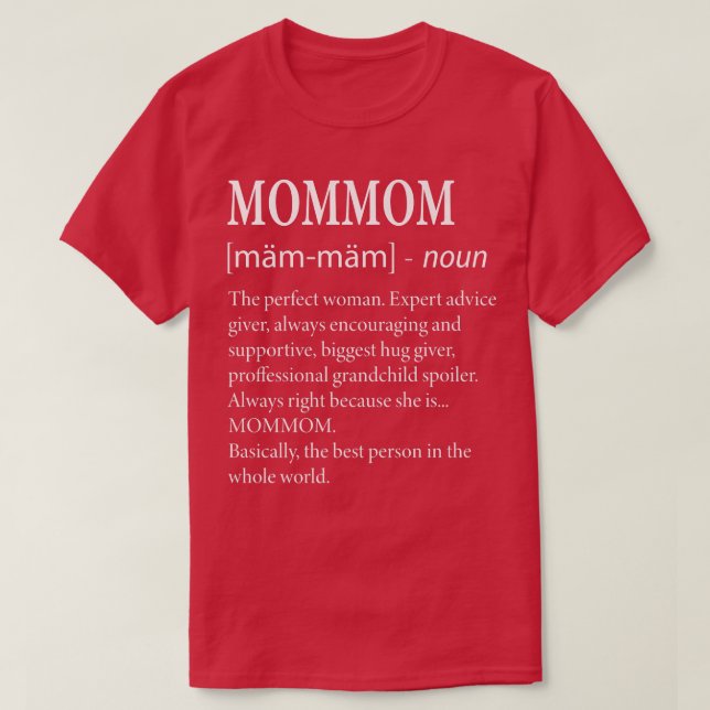 Camiseta Mommom Definition  Funny Grandma  (Frente do Design)