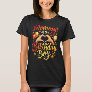 Camiseta Mommy of the Birthday Boy Heart Hands Party Shirt