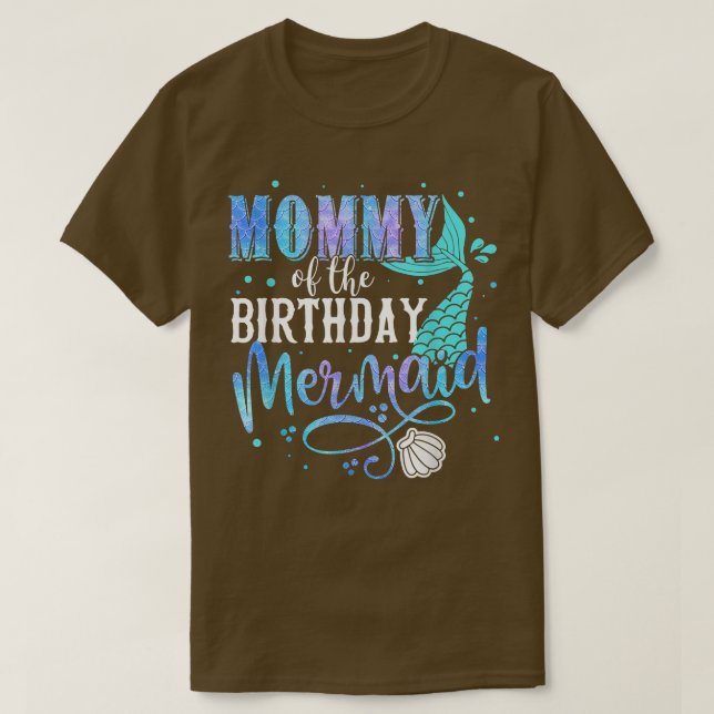Camiseta Mommy Of The Birthday Mermaid Family Matching Part (Frente do Design)