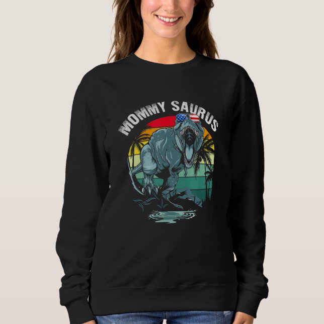Camiseta Mommysaurus T Rex Dinosaur Mamãe Saurus Us Flag Fa (Frente)