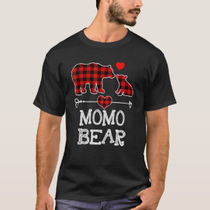 Camiseta Momo Bear Christmas Pajama Red Xadrez Buffalo Fami