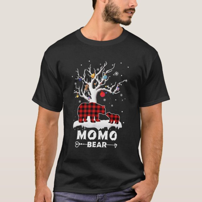 Camiseta Momo Bear Pajama Red Xadrez Buffalo - Presente Par (Frente)