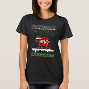 Camiseta Momo Bear Papai noel Pijama Da Família Xadrez Verm