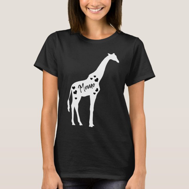 Camiseta Momo Giraffe Dia de as mães Safari Mamãe Zoo (Frente)
