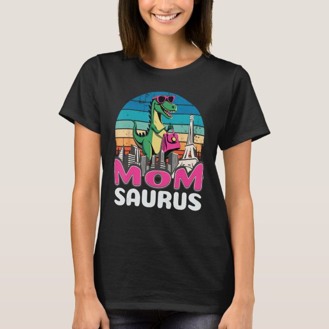 Camiseta Momsaurus T Rex Dinossaur Mãe Família Surus (Frente)