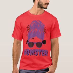 Camiseta Momster Frankenstein Messy Bun Engraçado Mãe Hallo