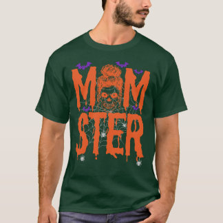 Camiseta Momster Halloween Costume Skull Mãe Cabelo Mensage