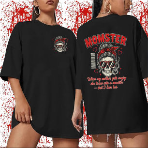 Camiseta MOMSTER Mãe Divertida Caveira, Mãe Monstr