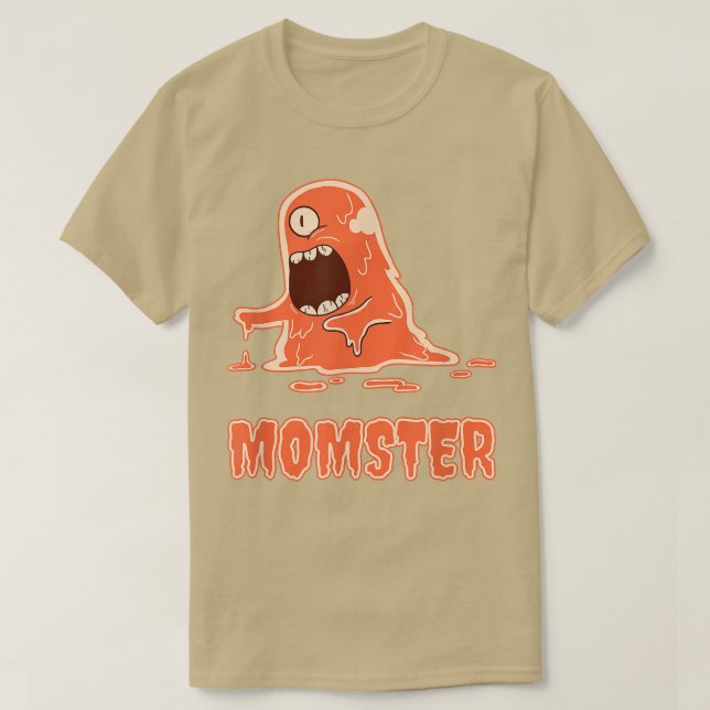 Camiseta Momster Scary Orange Slime Monstro Halloween Mãe M (Frente do Design)