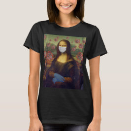 Camiseta Mona Lisa A Jogar Em Segurança Em Torno De Coronav