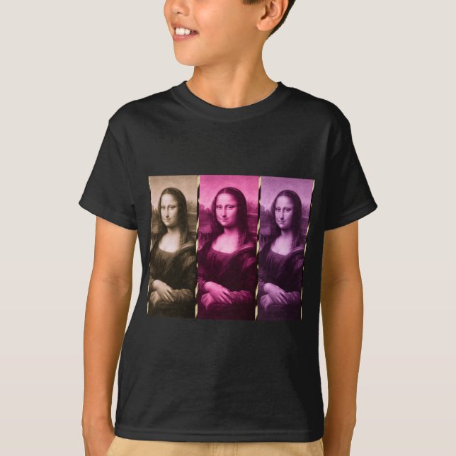 Camiseta Mona Lisa Animal Imprime Chocolate Rosa Puro (Frente)