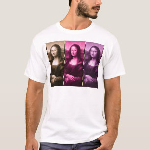 Camiseta Mona Lisa Animal Imprime Chocolate Rosa Puro
