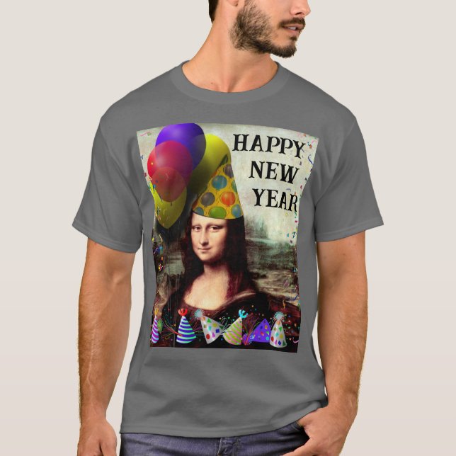 Camiseta Mona Lisa Chapéu de Papai Noel Natal (Frente)