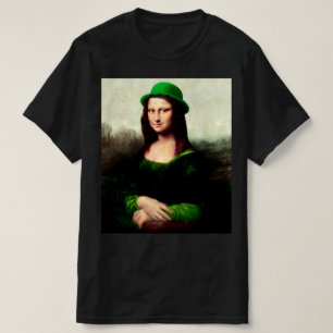 Camiseta Mona Lisa Dia de São Patrício Trevo
