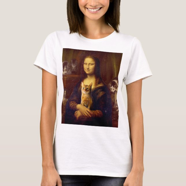 Camiseta Mona Lisa e seu gato (Frente)