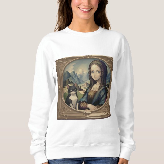 Camiseta Mona Lisa e seu gato (Frente)