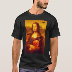 Camiseta Mona Lisa Halloween Abóbora Pop Art Gioconda para