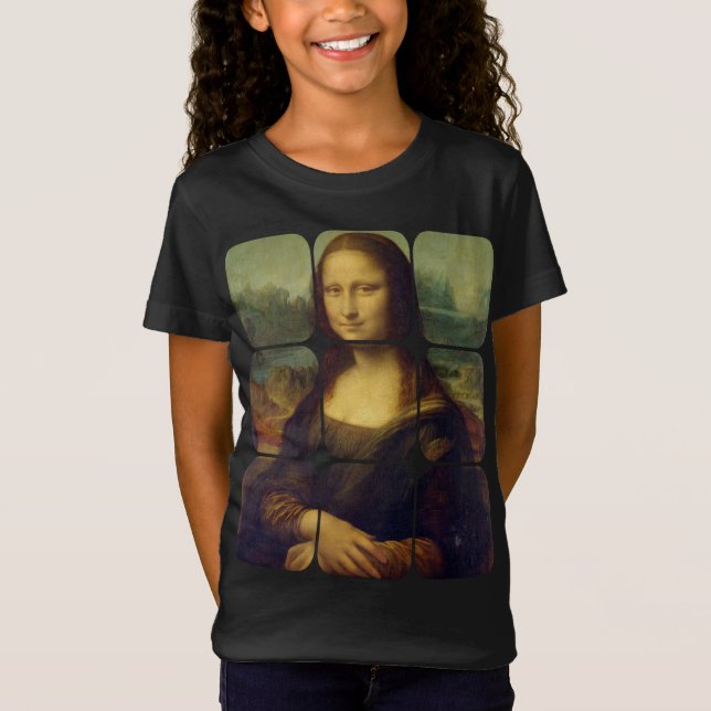 Camiseta Mona Lisa Italiana Renascentista Pintura Geom (Frente)