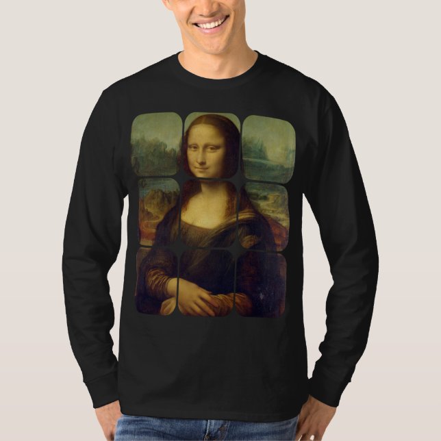 Camiseta Mona Lisa Italiana Renascentista Pintura Geom (Frente)