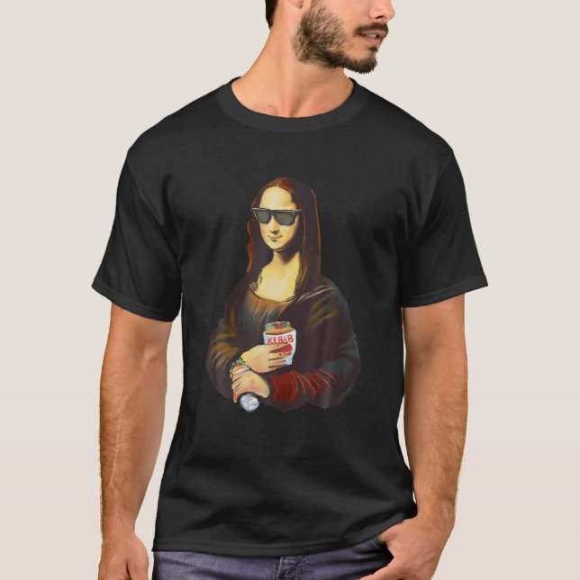 Camiseta Mona Lisa Leonardo Da Vinci Sunglass Kebab Art Pai (Frente)