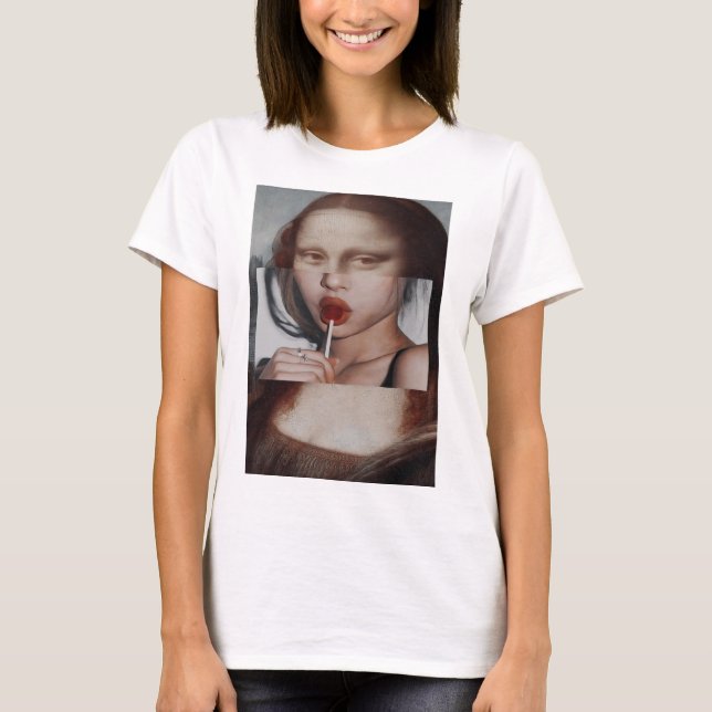 Camiseta Mona Lisa Lollipop de cor (Frente)