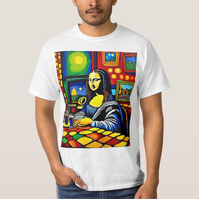 Camiseta Mona Lisa no Café 2 (Frente)