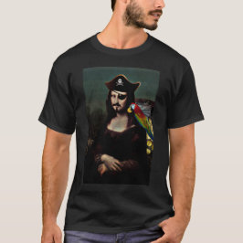 Camiseta Mona Lisa Pirata Capitão Com bigode