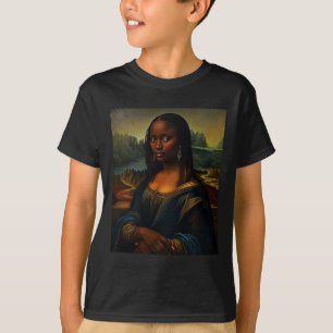 Camiseta Mona Lisa Preta Mês da História Negra Mulher Afro