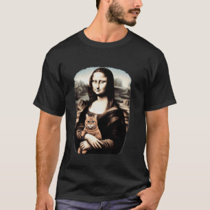 Camiseta mona lisa segurando gato gatinho para amante de ga