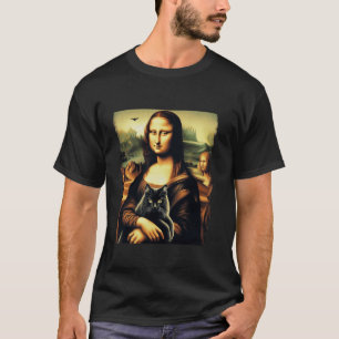 Camiseta Mona lisa segurando gato gatinho para amantes de g