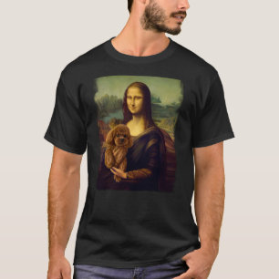 Camiseta Mona Lisa Segurando um Poodle Arte de Cachorro Fof