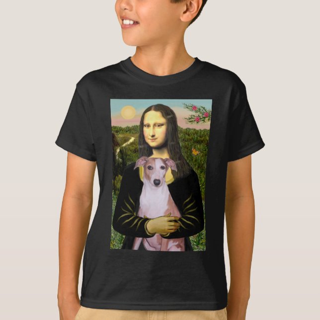 Camiseta Mona Lisa - Whippet (#7 vermelho claro) (Frente)