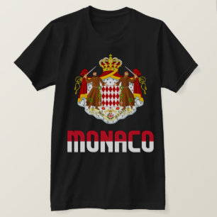 Camiseta Mônaco Flag e Casaco de Armas Patriótica