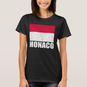 Camiseta Mônaco Flag Grunge Vintage Souvenir Mônaco