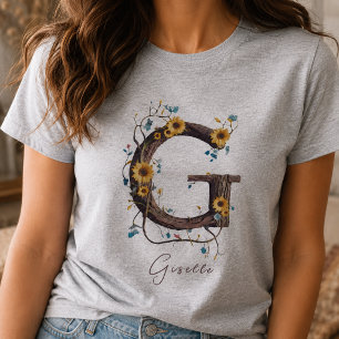 Camiseta Monalisa de Girassóis Elegantes G: Vinhas e Pastel
