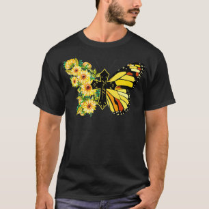 Camiseta Monarcas Sunflower Butterflys Faith Cross