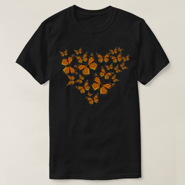 Camiseta Monarch Butterflies Heart Pattern Lovely (Frente do Design)