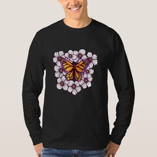 Camiseta Monarch Butterfly flowers artwork (Frente)