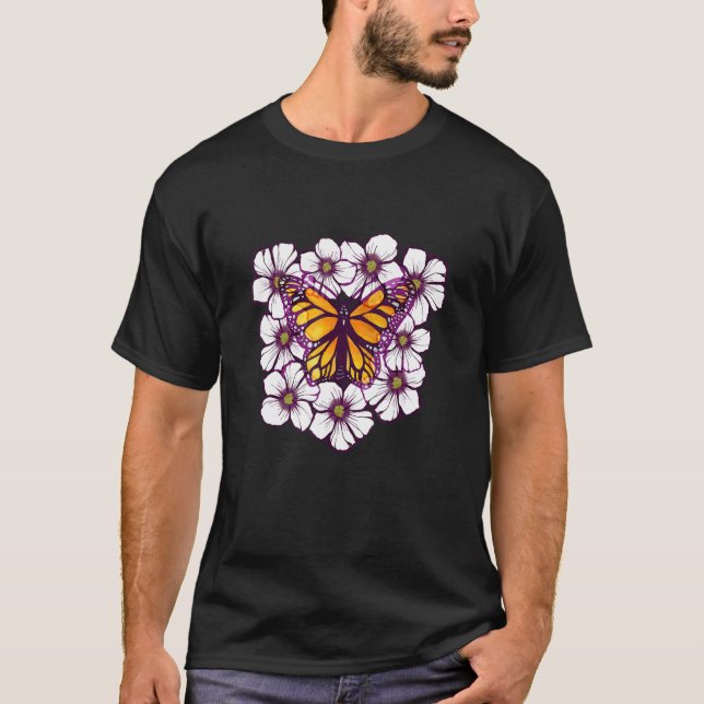 Camiseta Monarch Butterfly flowers artwork (Frente)