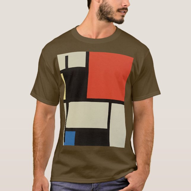 Camiseta Mondrian Composition Modern Abstrato Brown (Frente)