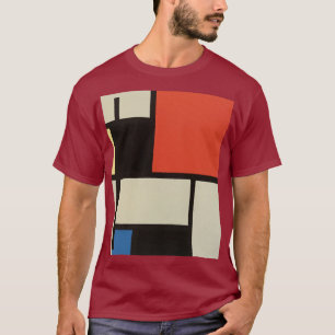 Camiseta Mondrian Composition Modern Abstrato Maroon