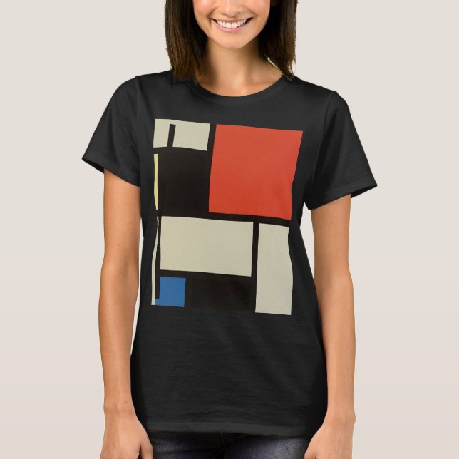 Camiseta Mondrian Composition Modern Abstrato Pintura (Frente)