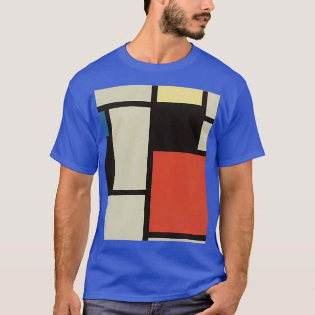 Camiseta Mondrian Composition Modern Abstrato Pintura (Frente)